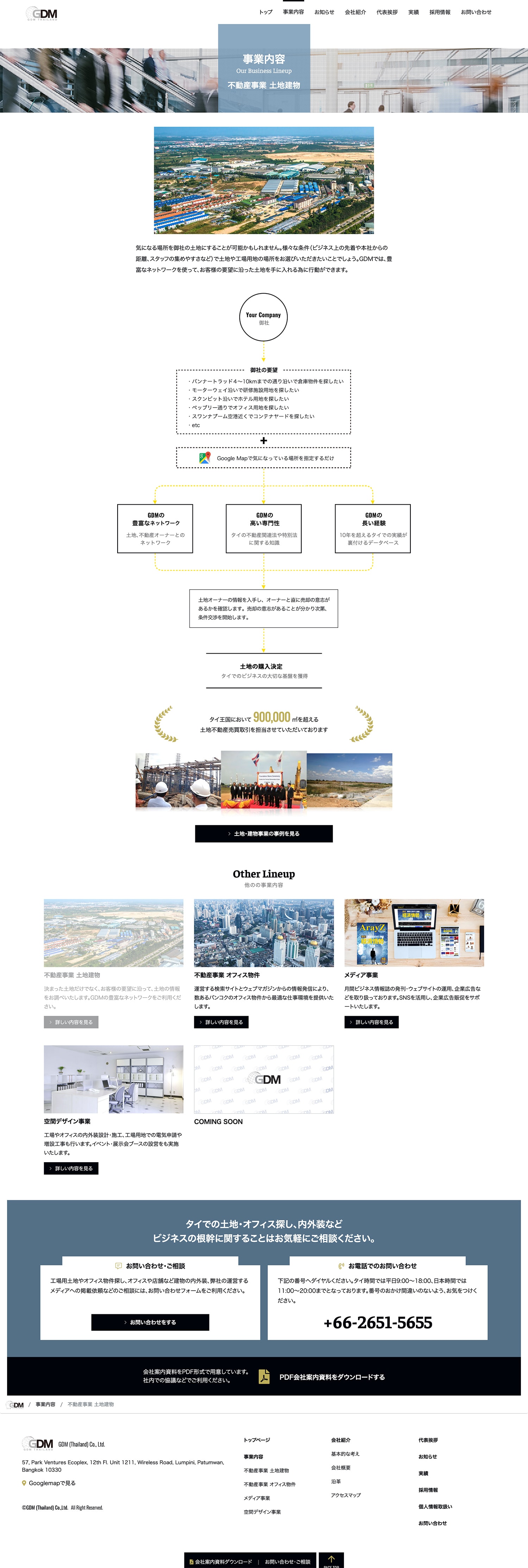 Webサイト制作を行ったGDM THAILANDのサービス紹介画面