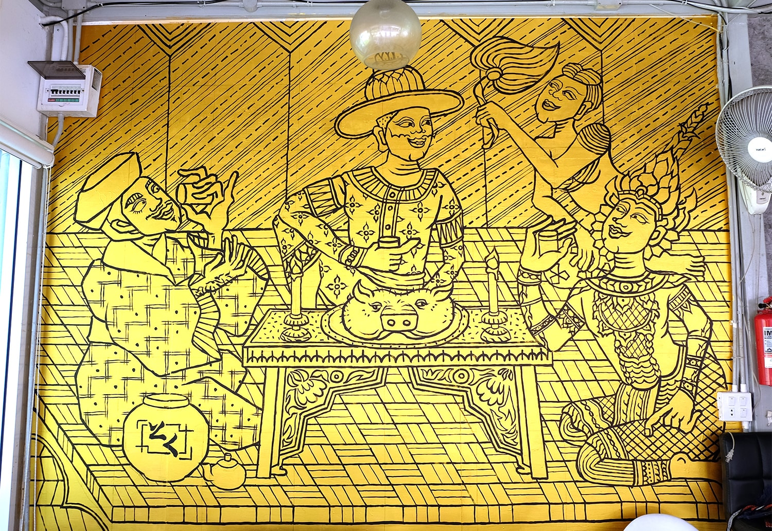 壁画「サヤムの晩餐」 沖縄料理屋の壁画制作の画像２